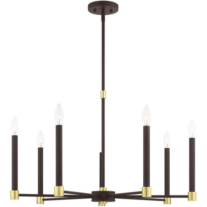 Seven Light Dimmable Chandelier With Shades