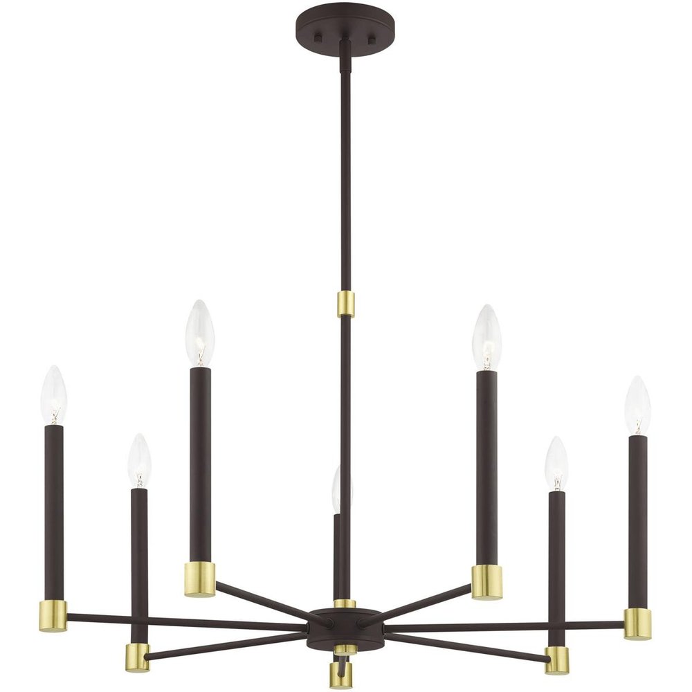 Seven Light Dimmable Chandelier With Shades