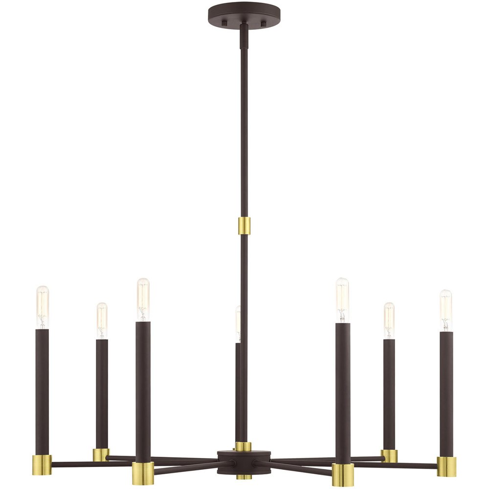 Seven Light Dimmable Chandelier With Shades