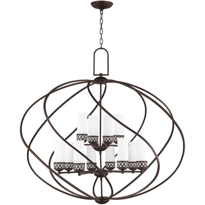 Twelve Light Dimmable Chandelier With Shades