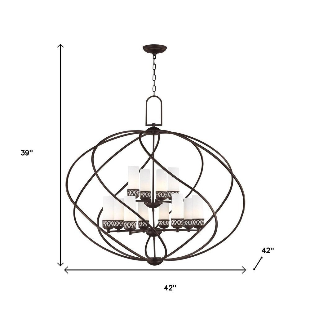 Twelve Light Dimmable Chandelier With Shades