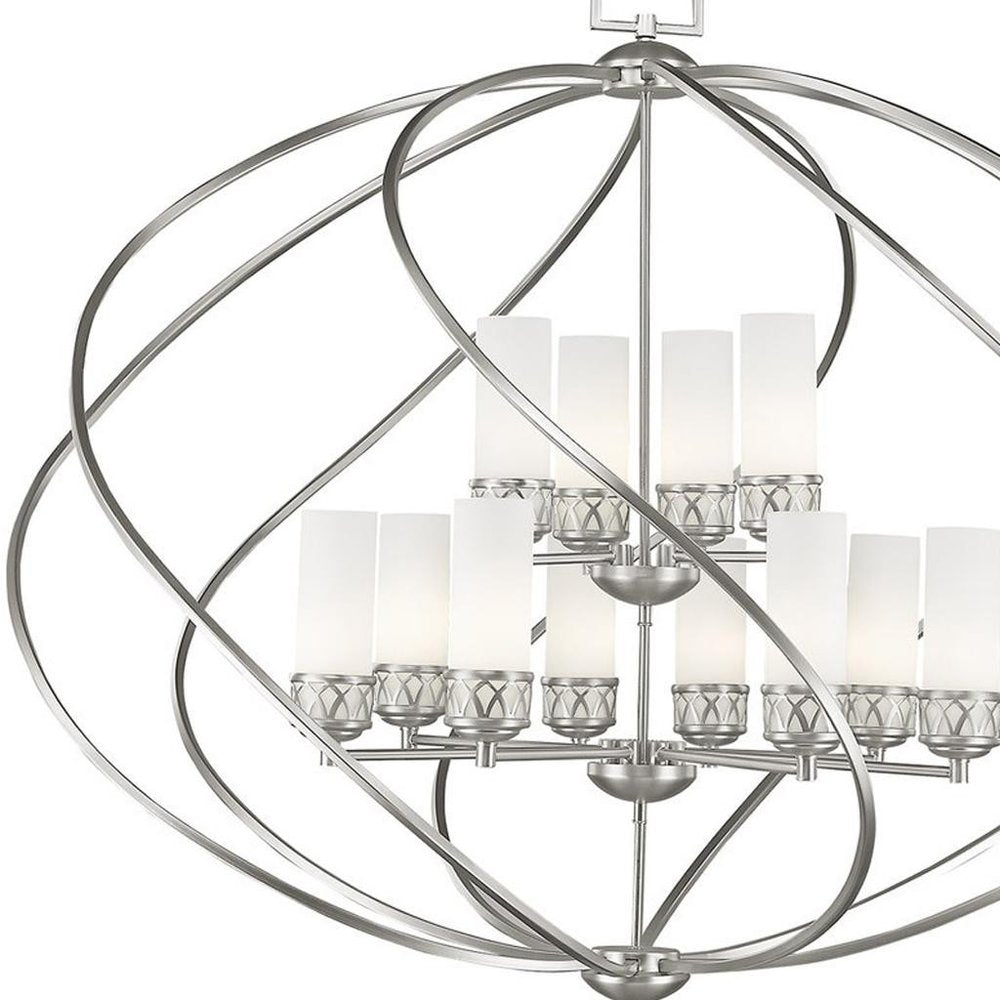 Twelve Light Dimmable Chandelier With Shades
