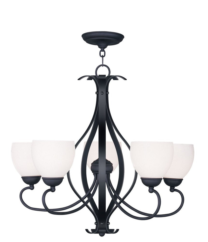 Black Five Light Dimmable Chandelier With Shades