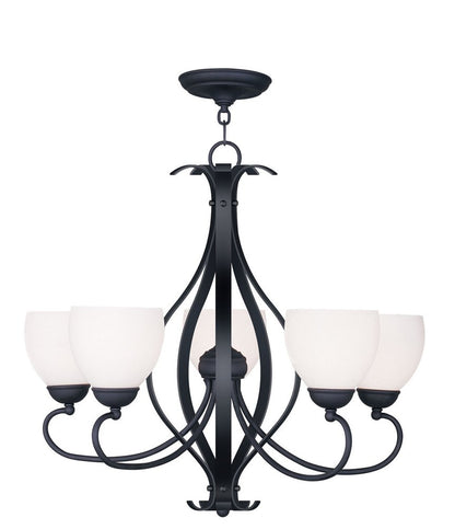 Black Five Light Dimmable Chandelier With Shades