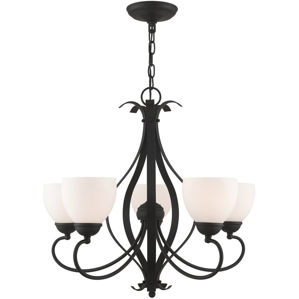 Black Five Light Dimmable Chandelier With Shades
