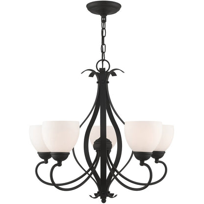Black Five Light Dimmable Chandelier With Shades