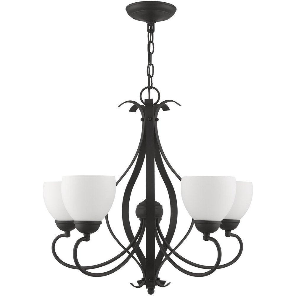Black Five Light Dimmable Chandelier With Shades