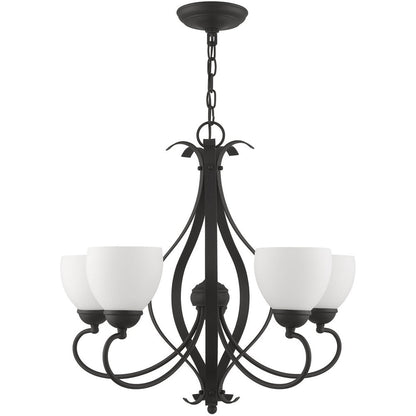 Black Five Light Dimmable Chandelier With Shades