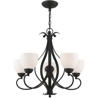 Black Five Light Dimmable Chandelier With Shades