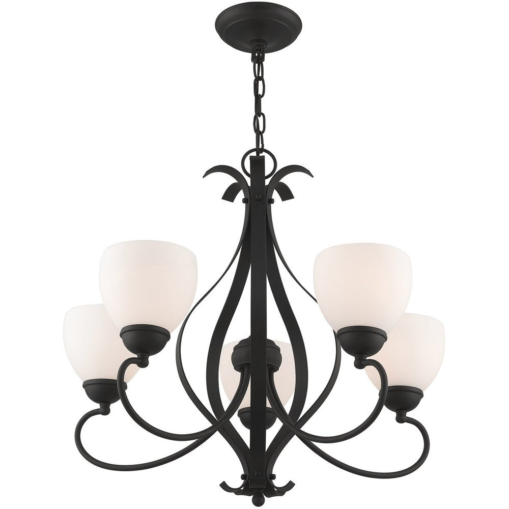 Black Five Light Dimmable Chandelier With Shades