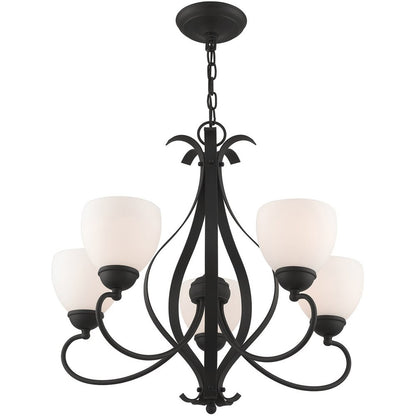 Black Five Light Dimmable Chandelier With Shades