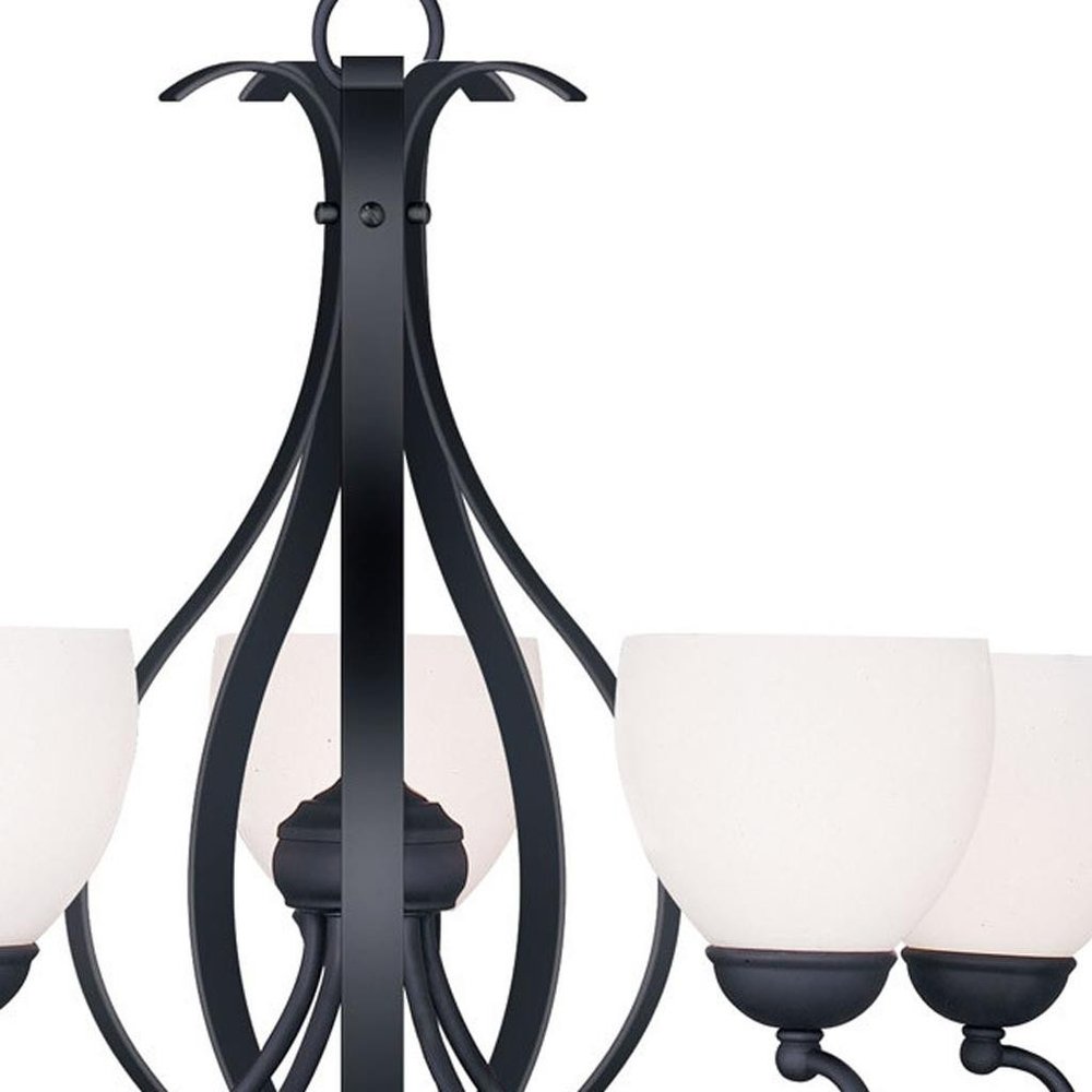 Black Five Light Dimmable Chandelier With Shades