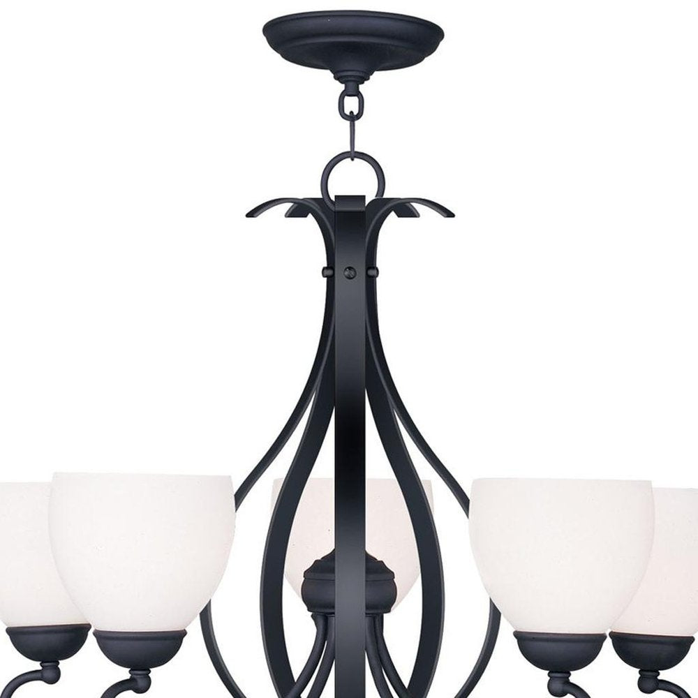 Black Five Light Dimmable Chandelier With Shades