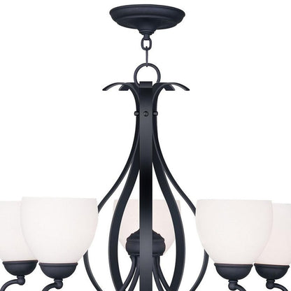 Black Five Light Dimmable Chandelier With Shades