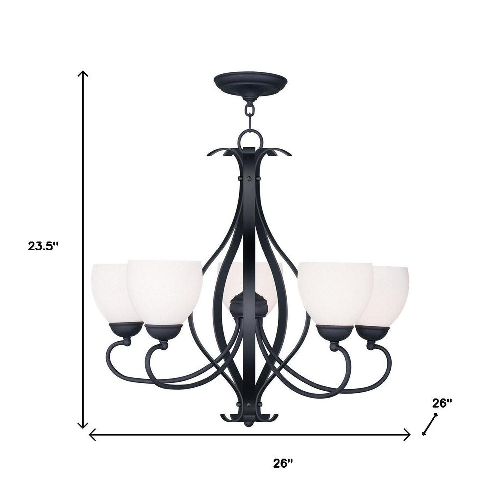 Black Five Light Dimmable Chandelier With Shades
