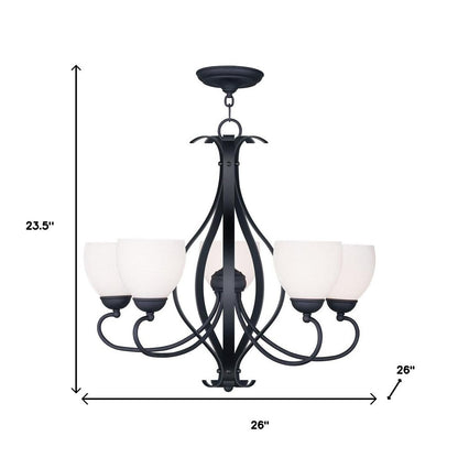 Black Five Light Dimmable Chandelier With Shades