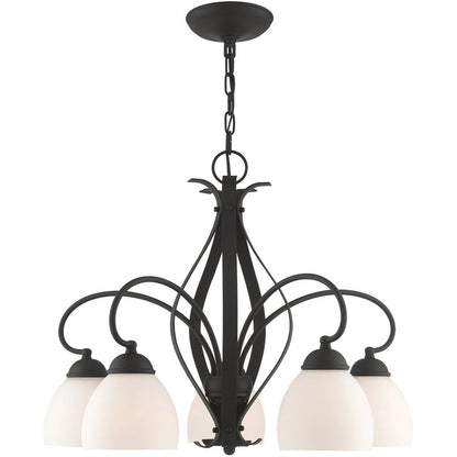 Black Five Light Dimmable Chandelier With Shades