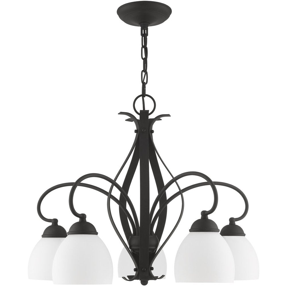 Black Five Light Dimmable Chandelier With Shades