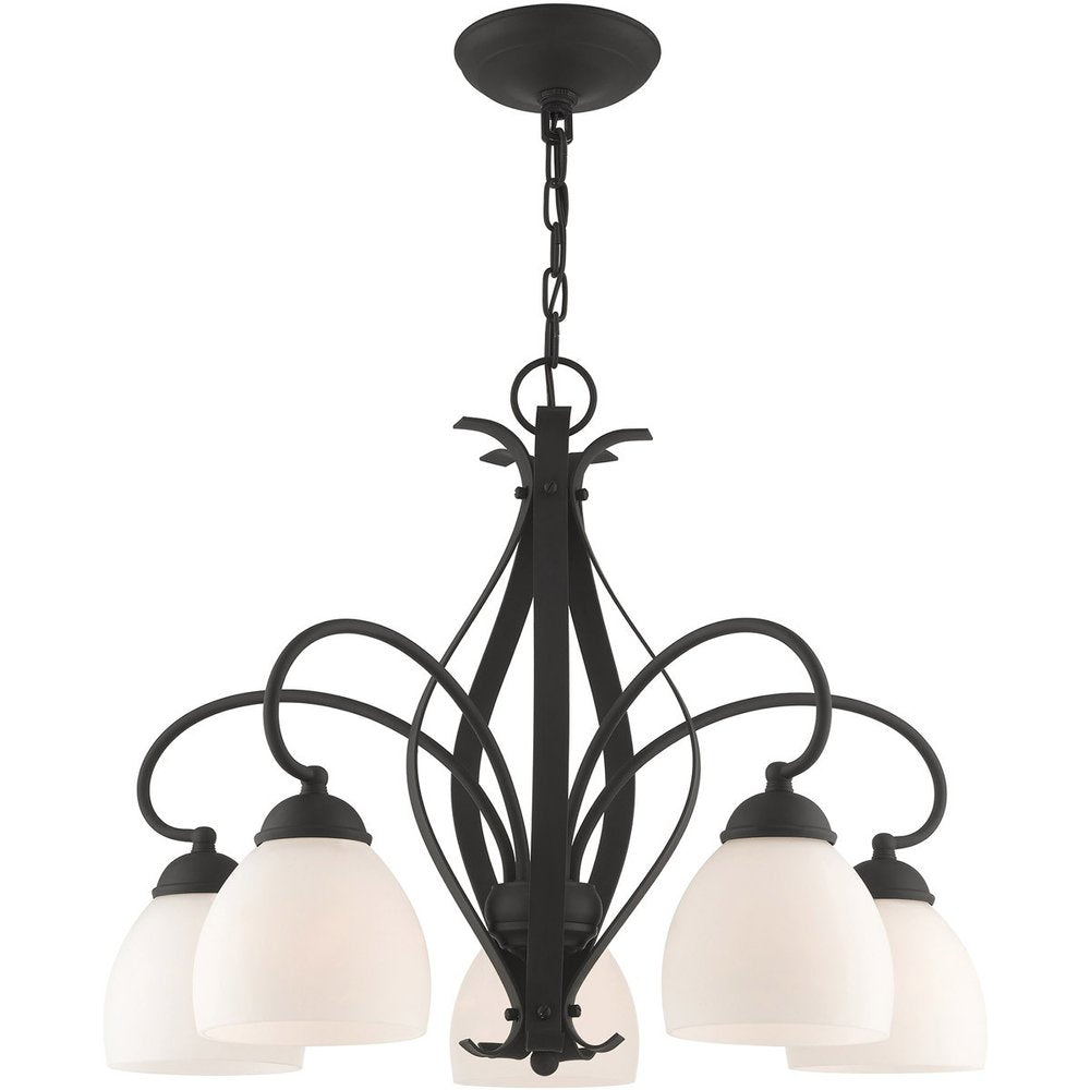 Black Five Light Dimmable Chandelier With Shades