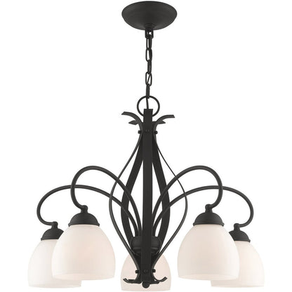 Black Five Light Dimmable Chandelier With Shades