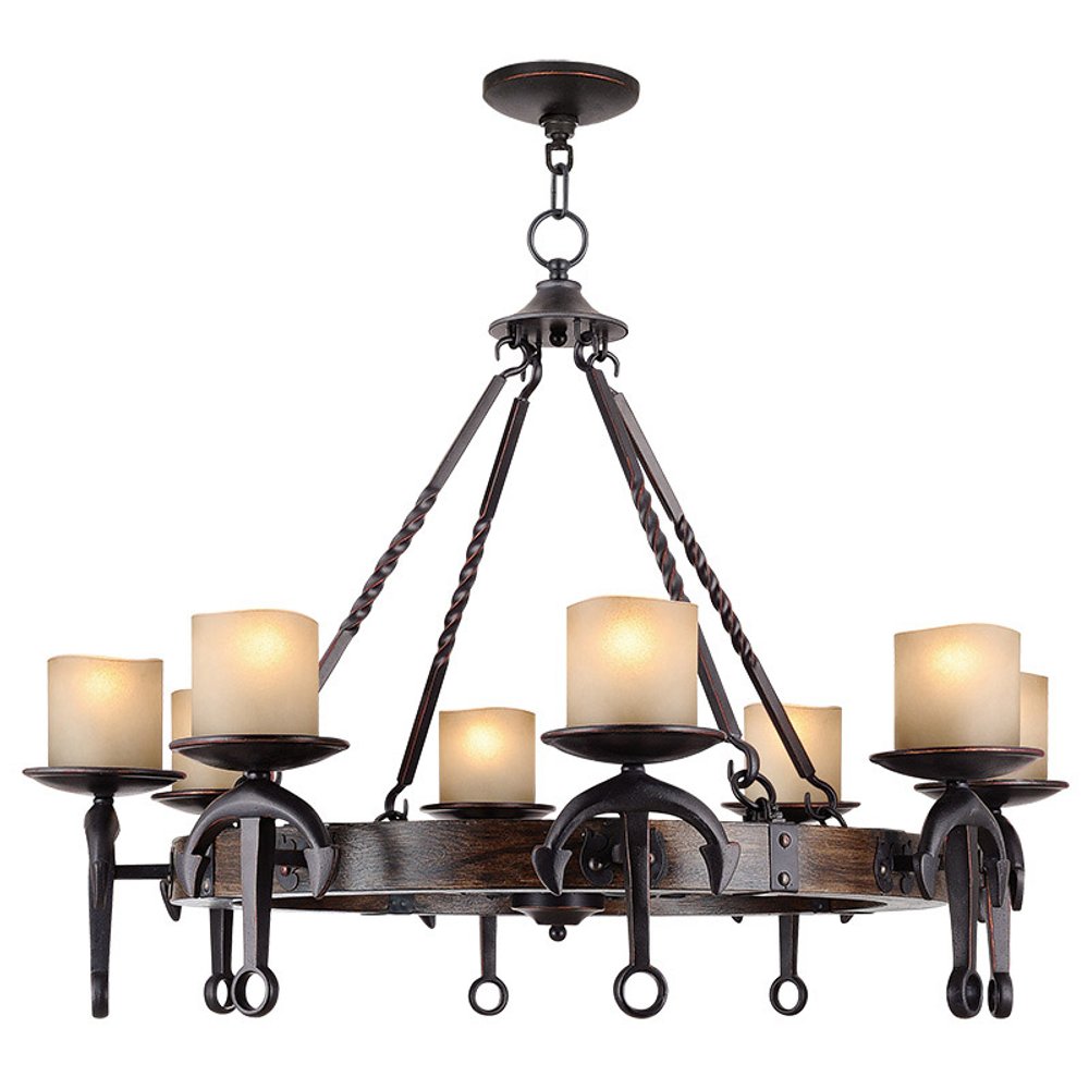 Eight Light Resin Dimmable Chandelier With Shades