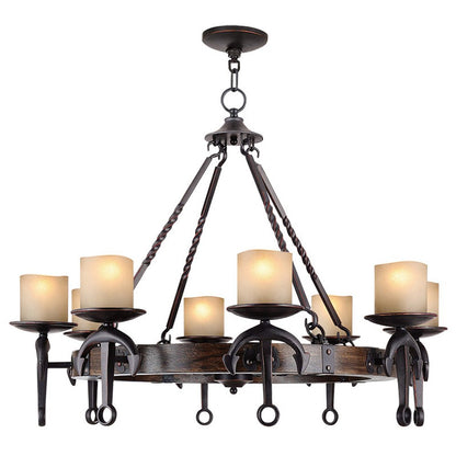 Eight Light Resin Dimmable Chandelier With Shades