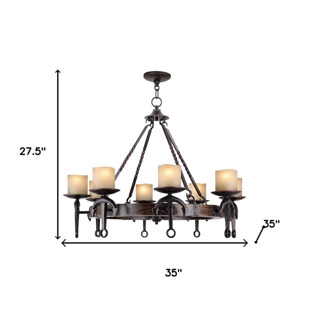 Eight Light Resin Dimmable Chandelier With Shades