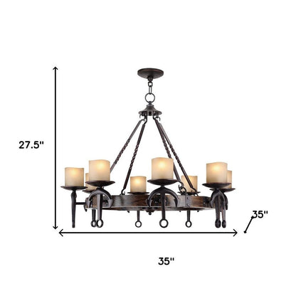 Eight Light Resin Dimmable Chandelier With Shades