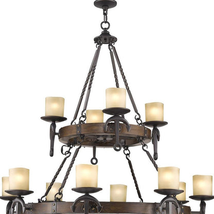 Twelve Light Resin Dimmable Chandelier With Shades