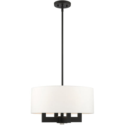 Black Four Light Dimmable Chandelier With Shades