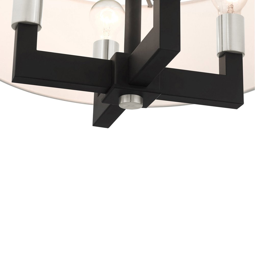 Black Four Light Dimmable Chandelier With Shades
