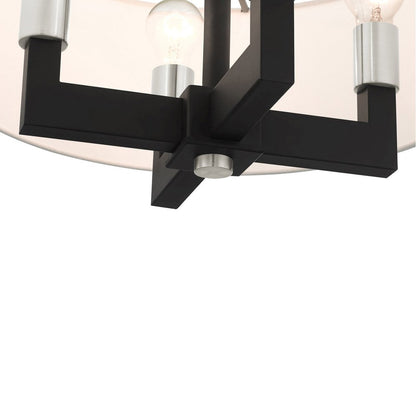 Black Four Light Dimmable Chandelier With Shades
