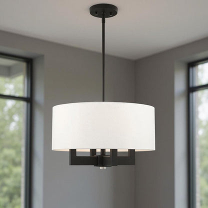 Black Four Light Dimmable Chandelier With Shades