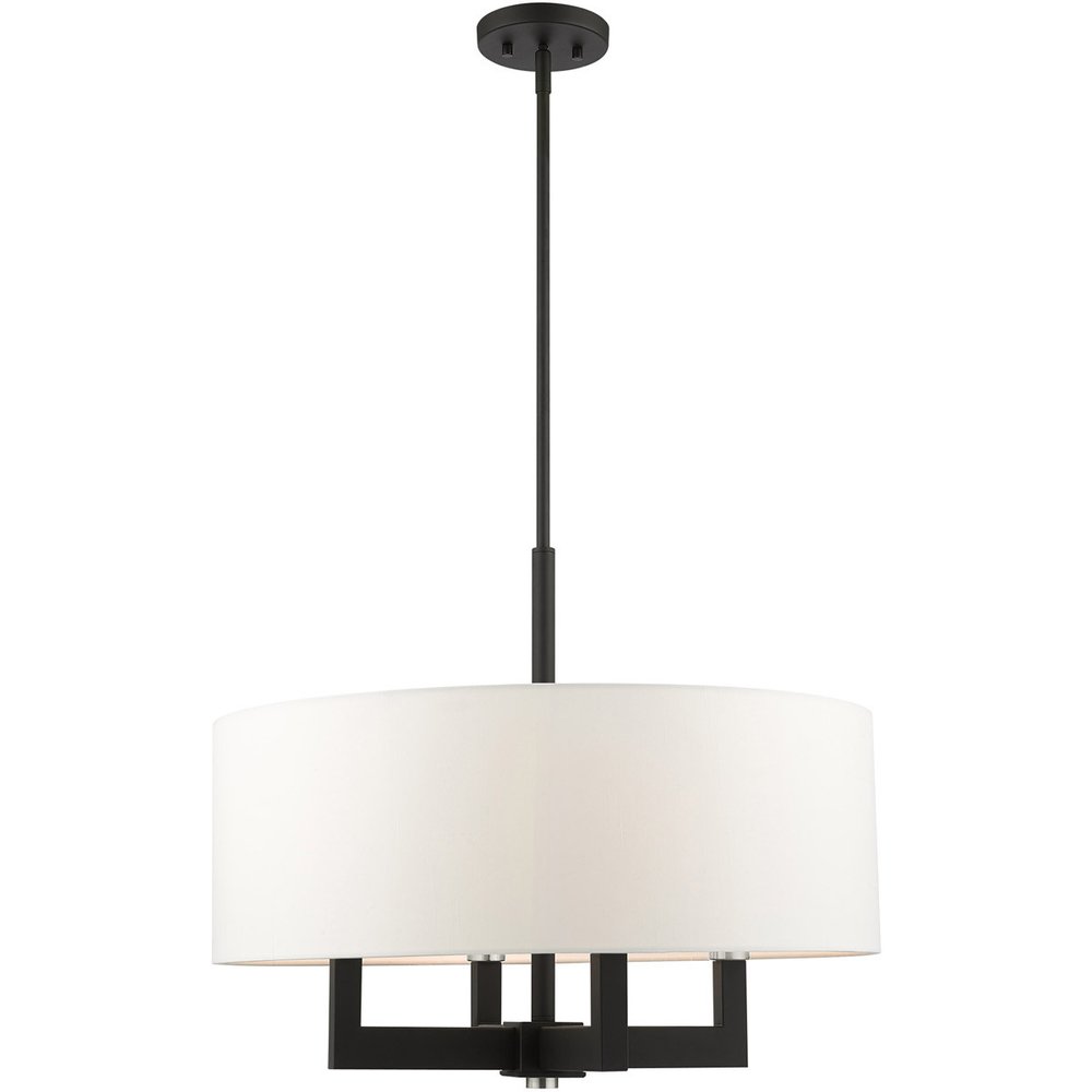 Black Four Light Dimmable Chandelier With Shades