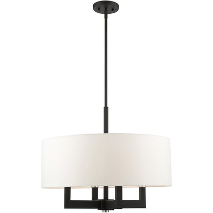 Black Four Light Dimmable Chandelier With Shades