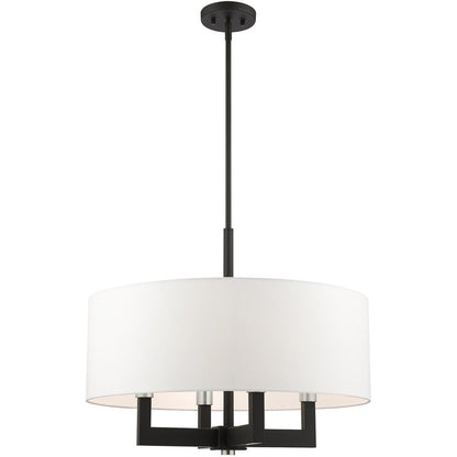 Black Four Light Dimmable Chandelier With Shades
