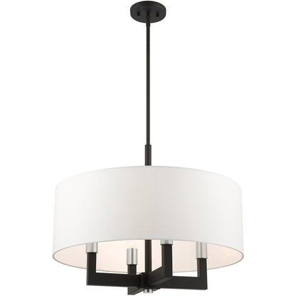 Black Four Light Dimmable Chandelier With Shades