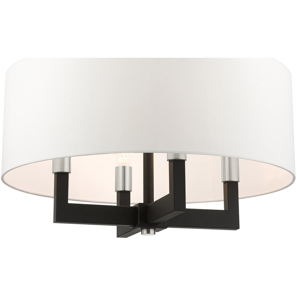 Black Four Light Dimmable Chandelier With Shades