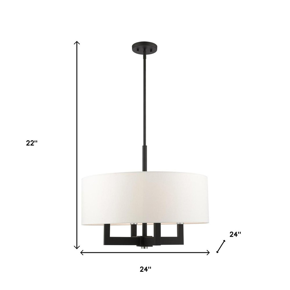 Black Four Light Dimmable Chandelier With Shades