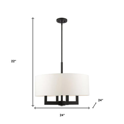 Black Four Light Dimmable Chandelier With Shades