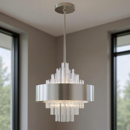 Eight Light Dimmable Chandelier With Shades