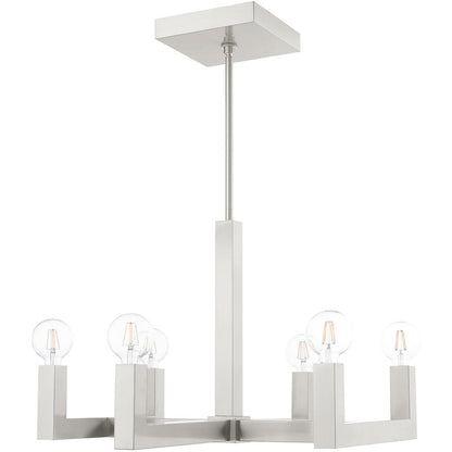 Six Light Dimmable Chandelier With Shades