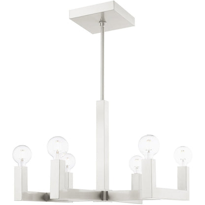 Six Light Dimmable Chandelier With Shades