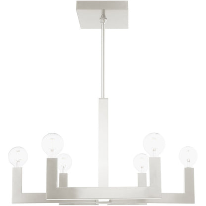 Six Light Dimmable Chandelier With Shades