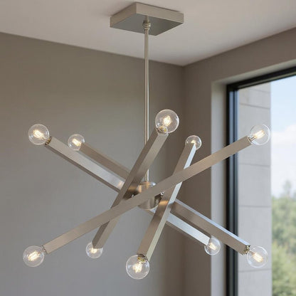 Ten Light Dimmable Chandelier With Shades
