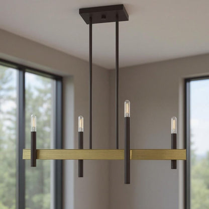 Four Light Dimmable Chandelier With Shades