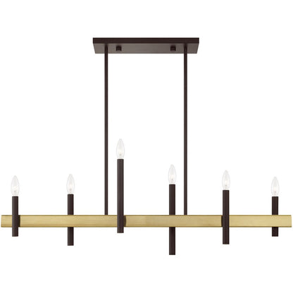 Six Light Dimmable Chandelier With Shades