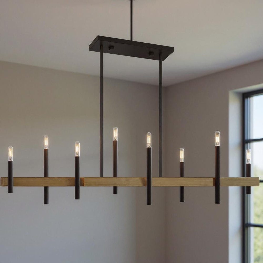 Eight Light Dimmable Chandelier With Shades