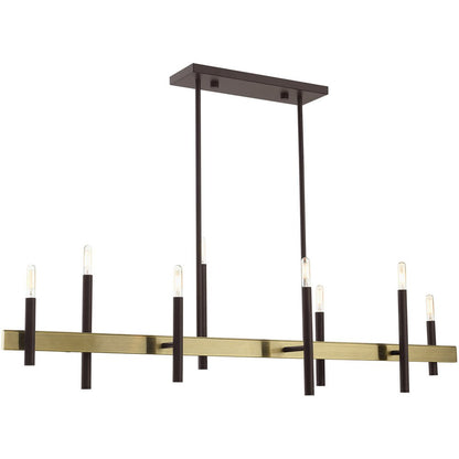 Eight Light Dimmable Chandelier With Shades