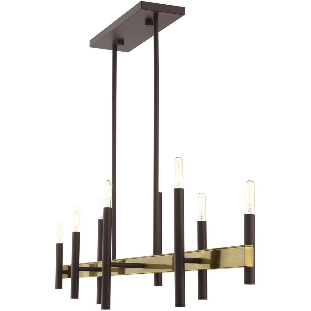 Eight Light Dimmable Chandelier With Shades